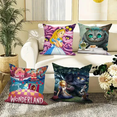 A-Alice In W-Wonderland Kissenbezug, quadratisches Kissen, Schlafzimmer, Sofa, Freizeit, Komfort, Image