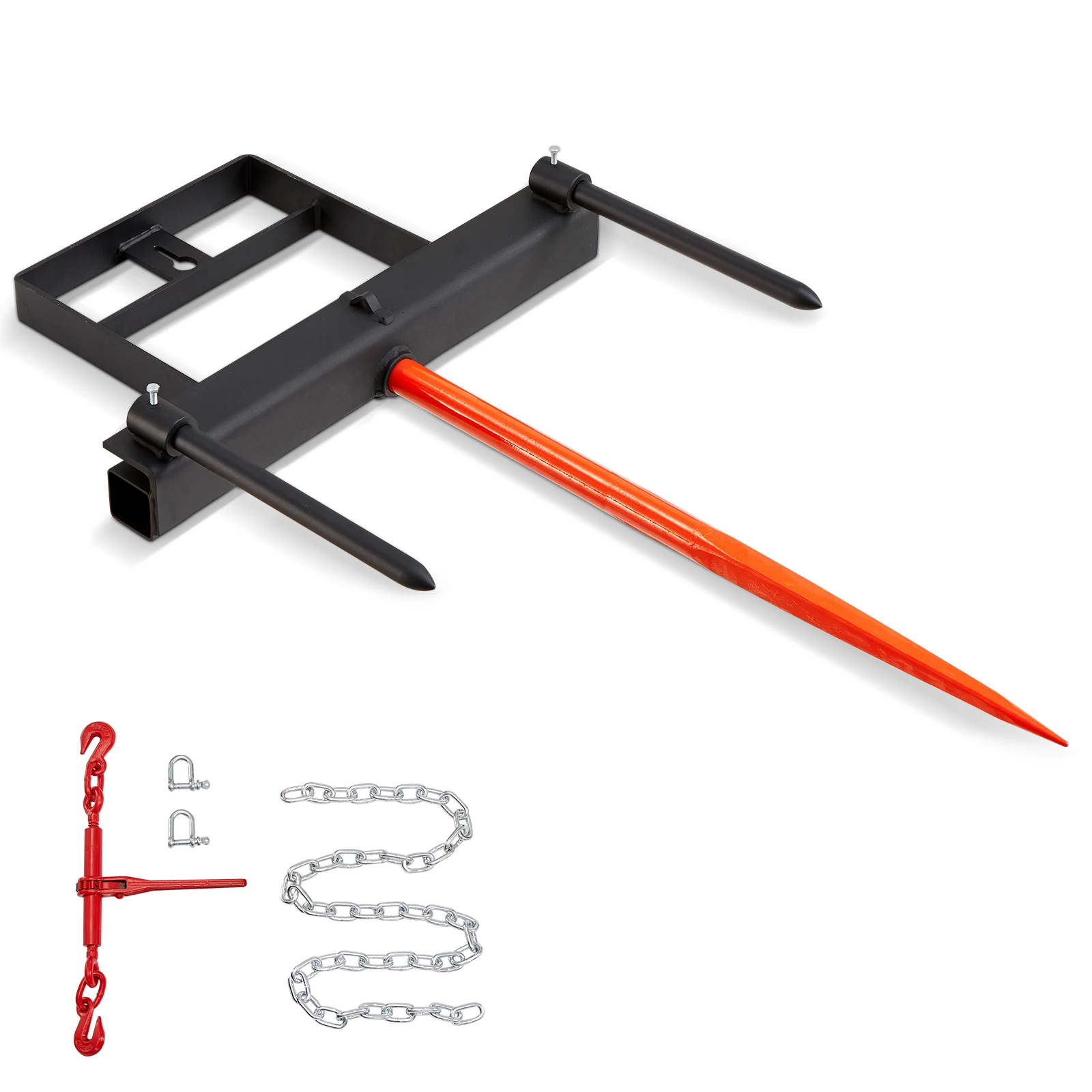 SucceBuy 39" Heu Speer Ballen Spears 1600lbs Tragfähigkeit Kompaktlader Traktor-Eimer-Aufsatz mit 17,5" Stabilisator Image