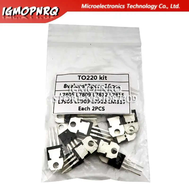 8 Wert * 2 Stück = 16 Stück 220 lm317 l7912 igmopnrq lm317t bis-Transistor Sortiment Kit Spannungs regler Image