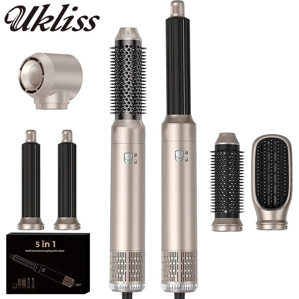 UKLISS Professioneller Haartrockner 5-in-1 Haarstyler Heißluftbürste Elektrische Haarheizbürste Hochgeschwindigkeits-Föhn Haarbürste Image