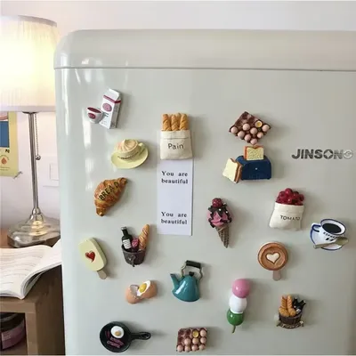 Neue Kühlschrank Aufkleber 3D Kreative Magnetische Aufkleber Simulation Lebensmittel Brot Nachricht Aufkleber Magnet Neue Dekoration Produkte Image