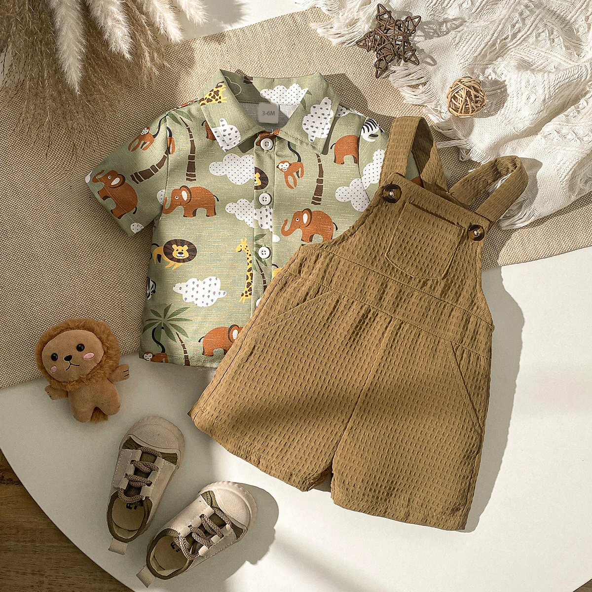 2PCS Baby Aktive Sommer Jungen Kleidung Strampler Hosen Insgesamt Kurzarm Cartoon Top Anzug Für 1-3Y Mode Kleidung set Image