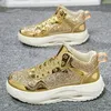 Neue Luxus Gold Casual Turnschuhe Männer High top Designer Schuhe Frauen Pailletten Hip Hop Turnschuhe Männer Mode Plattform Schuhe Männer Trainer