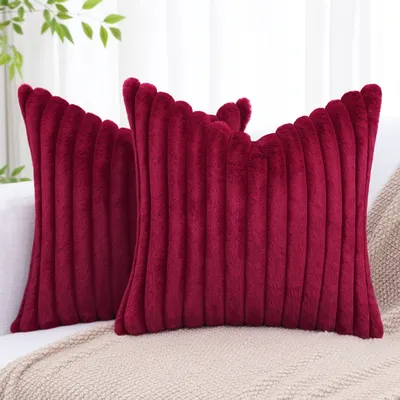 HAPIHAPPY Weihnachts-Kissenbezüge, Sofa-Kissenbezüge, Winter-Plüsch, für Zuhause, Bett, Kissenbezüge, 40,6 x 40,6 cm, weiche Kunstfell-Überwurf-Kissenbezüge Image