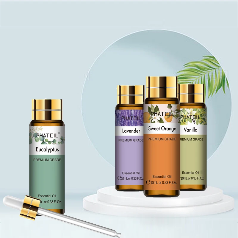 PHATOIL 10 ml ätherisches Aromatherapieöl für Diffusor, Kerzenherstellung, DIY-Seife, Lavendel, Eukalyptus, Vanille, Zitrone, Rose, Aromaöle Image