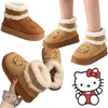 Sanrio Hello Kitty Schneestiefel Anime Verdickte Flusen Damen Warme Stiefeletten Winter Damen