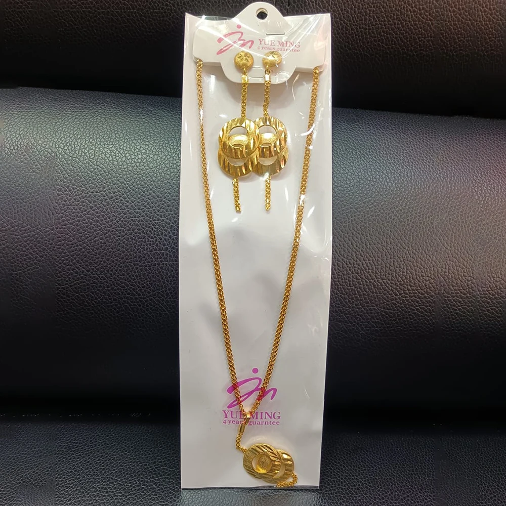 Äthiopien Gold Farbe Schmuck Set Trend Damen elegante Tropfen Ohrringe und Halskette 18 Karat vergoldet Schmuck Accessoires Party Geschenke