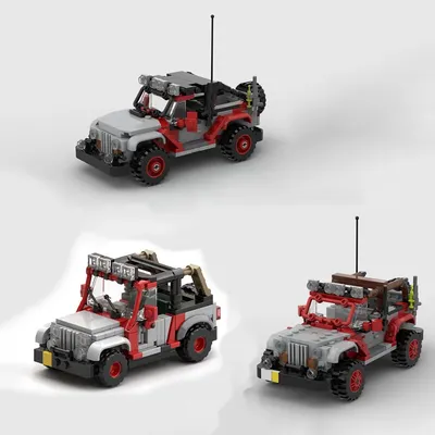 MOC Bausteine Park Arbeits Jeep Kreative Set Kinder Weihnachten Spielzeug Geburtstag Geschenk Image