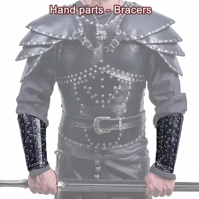 Mittelalterlicher Ritter Armschutz Rüstung Armschiene Wikinger Pirat Cosplay Kostüm Geralt Gauntlet Handschuhe Armband Steampunk Zubehör LARP Image
