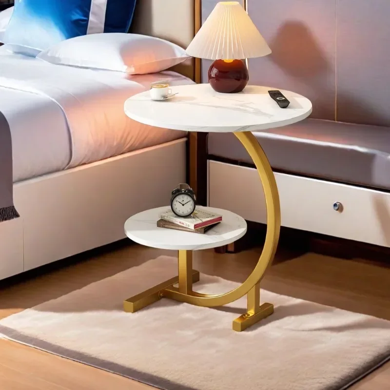 Designer Luxus Couchtische Gold Frühstück Minimalistischer runder Beistelltisch Lounge Platzsparende Mesa Auxiliar Wohnzimmermöbel