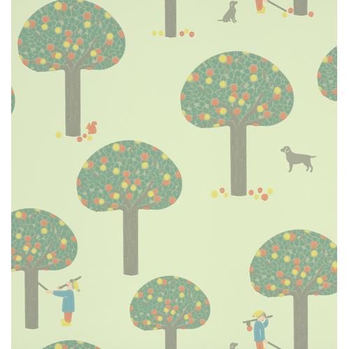 Little Greene 'Rodney Street - Pea Green' - Green Wallpaper