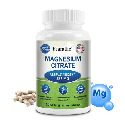 Magnesium Citrate Supplement - Maximum Strength Vegetarian, Supports Muscles, Heart, Bones, Energy,