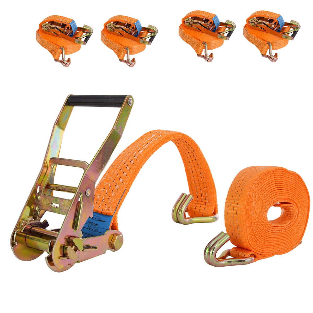 Baumarktplus 4x Spanngurt mit Ratsche Zurrgurt 6m 3000kg 3to 2-tlg. 35mm TÜV / GS orange Image