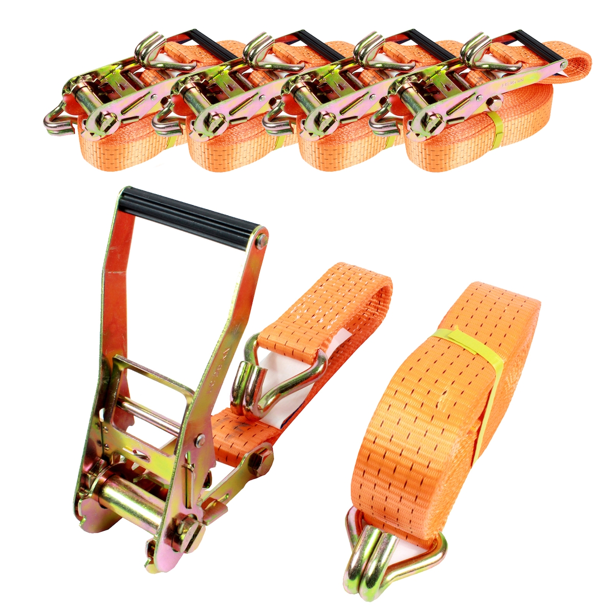 Baumarktplus 5x Spanngurte mit Ratsche Zurrgurt 2-tlg 6m 5t 5to 5000kg TÜV/GS Image