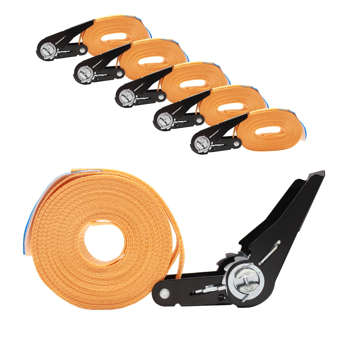 Baumarktplus 5x Spanngurt mit Ratsche 6m einteilig 800kg 0,8t orange Image