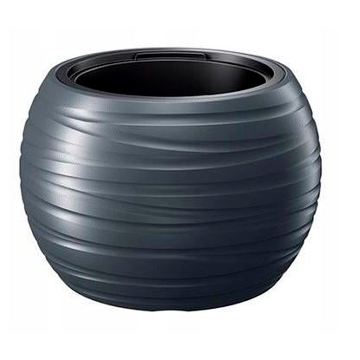 Prosperplast - Runde Pflanztöpfe mit Reservoir 36L Maze aus Kunststoff in Anthrazit 43,6 x 43,6 x 29,9 cm Image