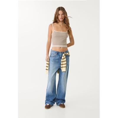 Stradivarius D88 Wide-leg baggy jeans Overdyed blue 16