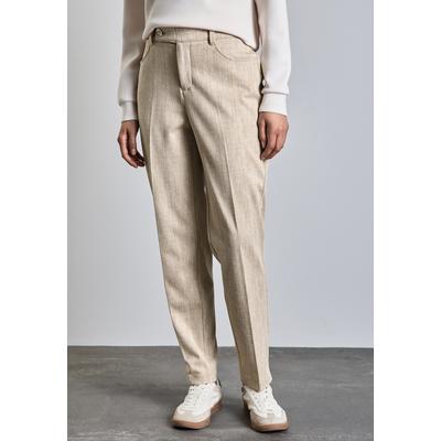 Chinohose STREET ONE, Damen, Gr. 44, Länge 30, beige (honey sand meliert), Stoff, 73% Polyester, 22% Viskose, 5% Elasthan, unifarben, casual, comfort fit lang, Hosen, High Waist Image