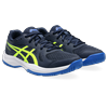 Hallenschuh ASICS "UPCOURT 6 GS", Gr. 35,5, midnight, safety gelb, Textil, Synthetik, sportlich, Schuhe, für Hallensport
