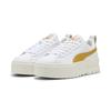 Sneaker PUMA "Mayze Lux Sneakers Damen", Gr. 37, weiß archive gold gelb, Obermaterial: Kuhleder, Synthetik; Futter: Textil; Innensohle: Textil; Laufsohle: Gummi, Schuhe