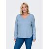 V-Ausschnitt-Pullover ONLY CARMAKOMA "CARMARGARETA LS PULLOVER KNT NOOS", Damen, Gr. M (46/48), blau (allure detail:melange), Strick, Feinstrick, Obermaterial: 50% Viskose, 27% Nylon, 23% Polyester, meliert, casual, normal normal, V-Ausschnitt,...