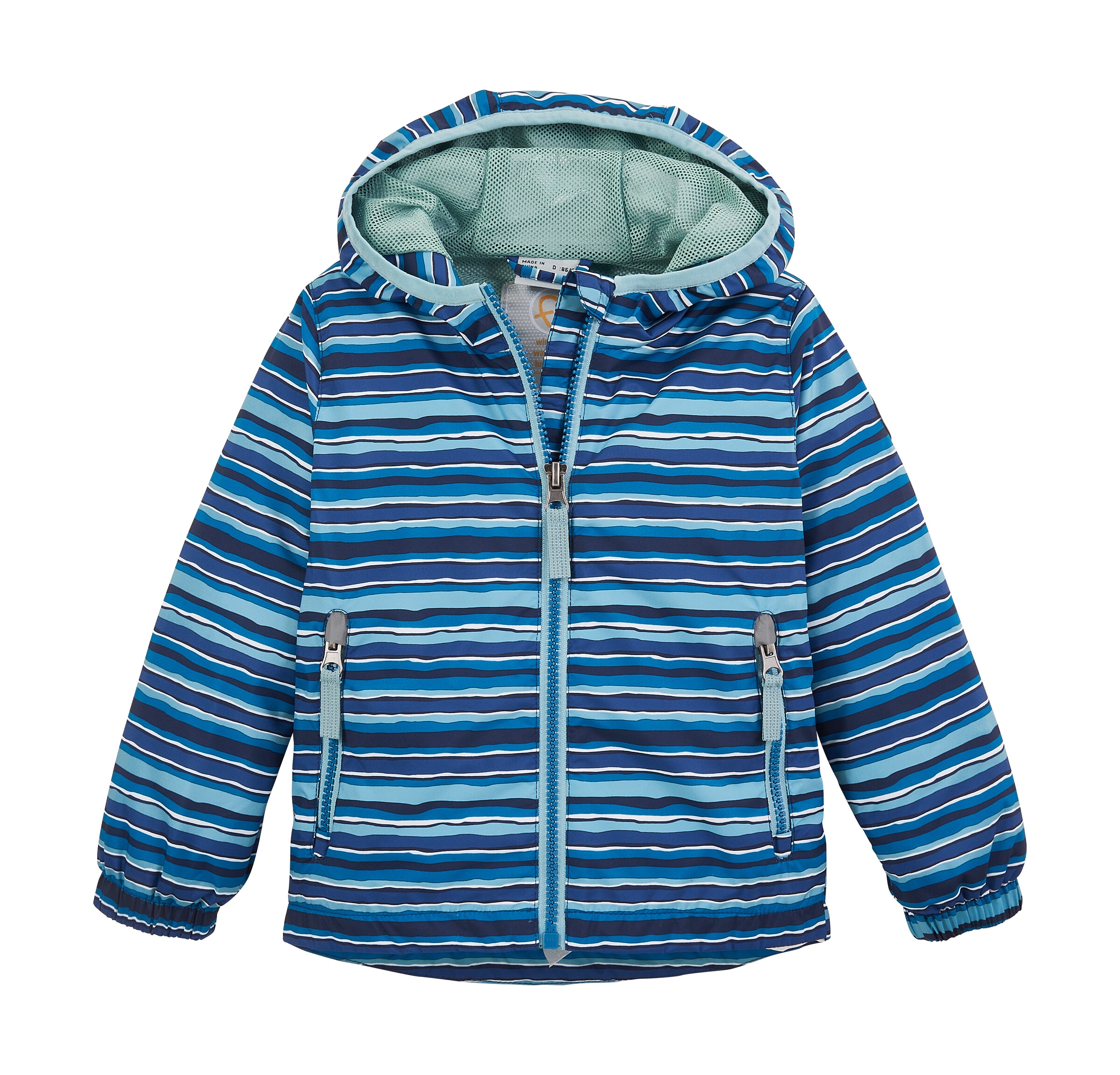 Outdoorjacke "FIOS 56 MNS JCKT", Kinder, Gr. 98/104, blau (stahlblau), Oberstoff: 100% Polyester, Futter: 100% Polyester, FIRST INSTINCT BY KILLTEC, Jacken, Funktionsjacke mit Kapuze, verlängerbare Ärmel, wasserabweisend Image