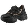 Plateausneaker BUFFALO "BLISS CHIN", Damen, Gr. 38, schwarz (schwarz, gold), Lederimitat, modisch, Schuhe, Chunky Sneaker, Freizeitschuh mit angesagter Zierkette