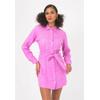 Jerseykleid FRESHLIONS "Belinda", Damen, Gr. L, US-Größen, rot, 100% Leinen, unifarben, casual, kurz, ohne Ausschnitt, Langarm, Kleider, mit praktischem Bindeband