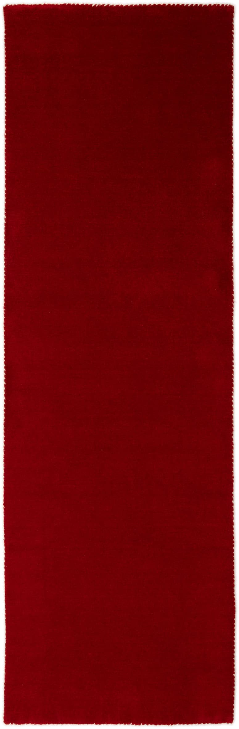 Wollteppich CARPETFINE "Gabbeh Lola Uni", rot, B:80cm H:14mm L:150cm, Wolle, Teppiche, mit natürlichem Pflanzenmaterial von Hand gewebt, auch in Rund Image
