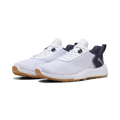 Golfschuh PUMA "Fusion Crush Sport Golfschuhe Herren", Gr. 41, weiß deep navy gum blau beige, Obermaterial: Synthetik, T