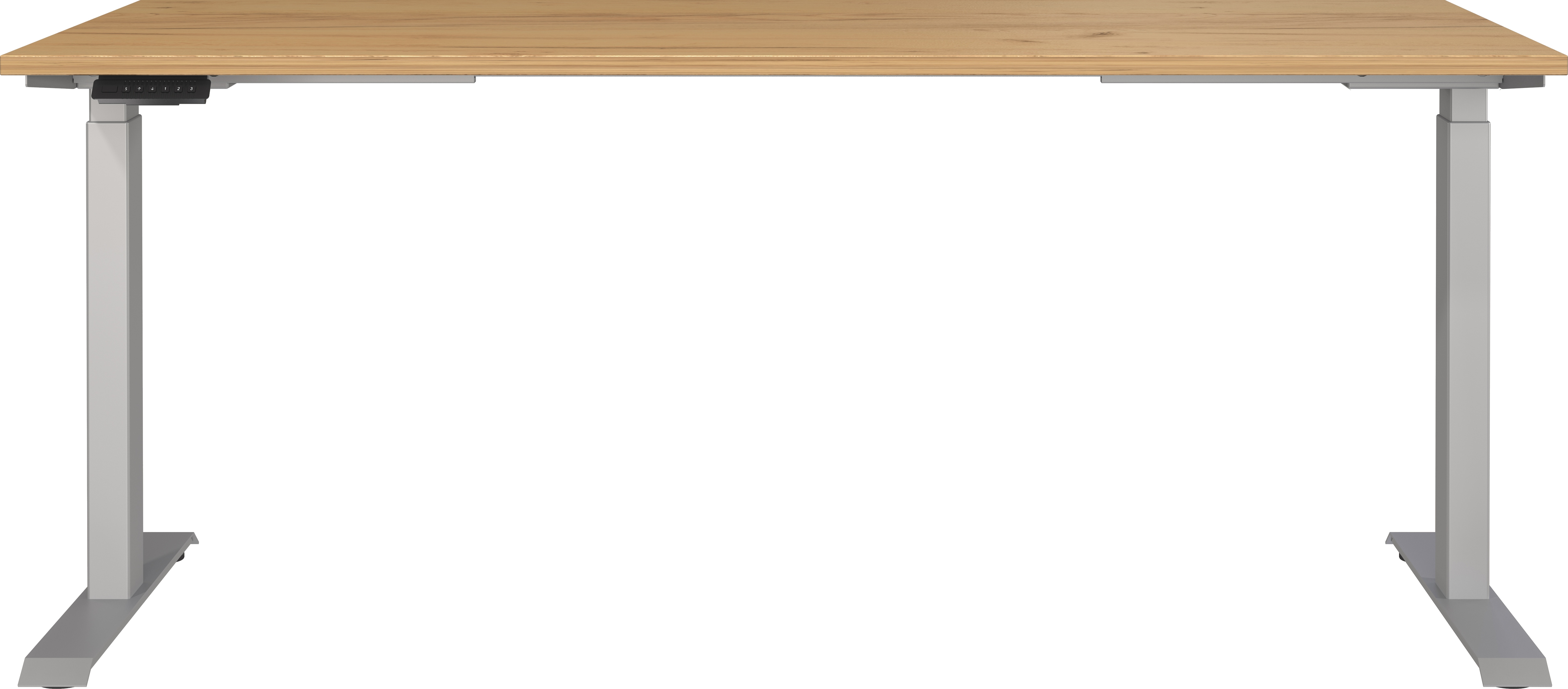 Schreibtisch GERMANIA "Jet, elektrisch höhenverstellbar", beige (navarra, eiche, nachbildung, silber, silber, navarra, eiche, nachbildung), B:180cm H:72cm T:80cm, Tische, Schreibtisch, moderne Farbvariationen, Breite 120/140/160/180 cm, Made in Germany