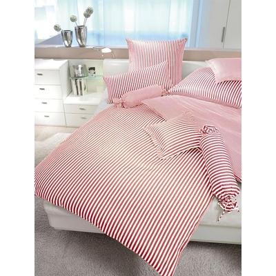 Kissenbezug JANINE "Modernclassic", rot, B:80cm L:80cm, Mako-Satin, Obermaterial: 100% Baumwolle, Kissenbezüge, mit Streifen Image
