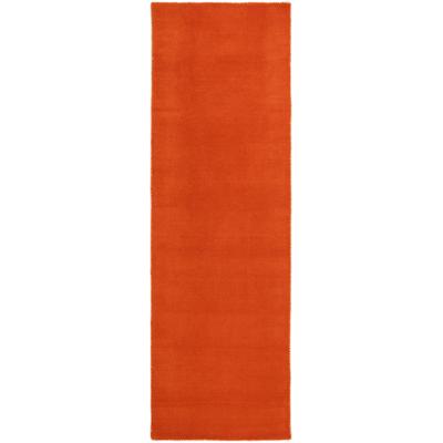 Wollteppich CARPETFINE "Gabbeh Lola Uni", orange, B:80cm H:14mm L:300cm, Wolle, Teppiche, mit natürlichem Pflanzenmaterial von Hand gewebt, auch in Rund Image