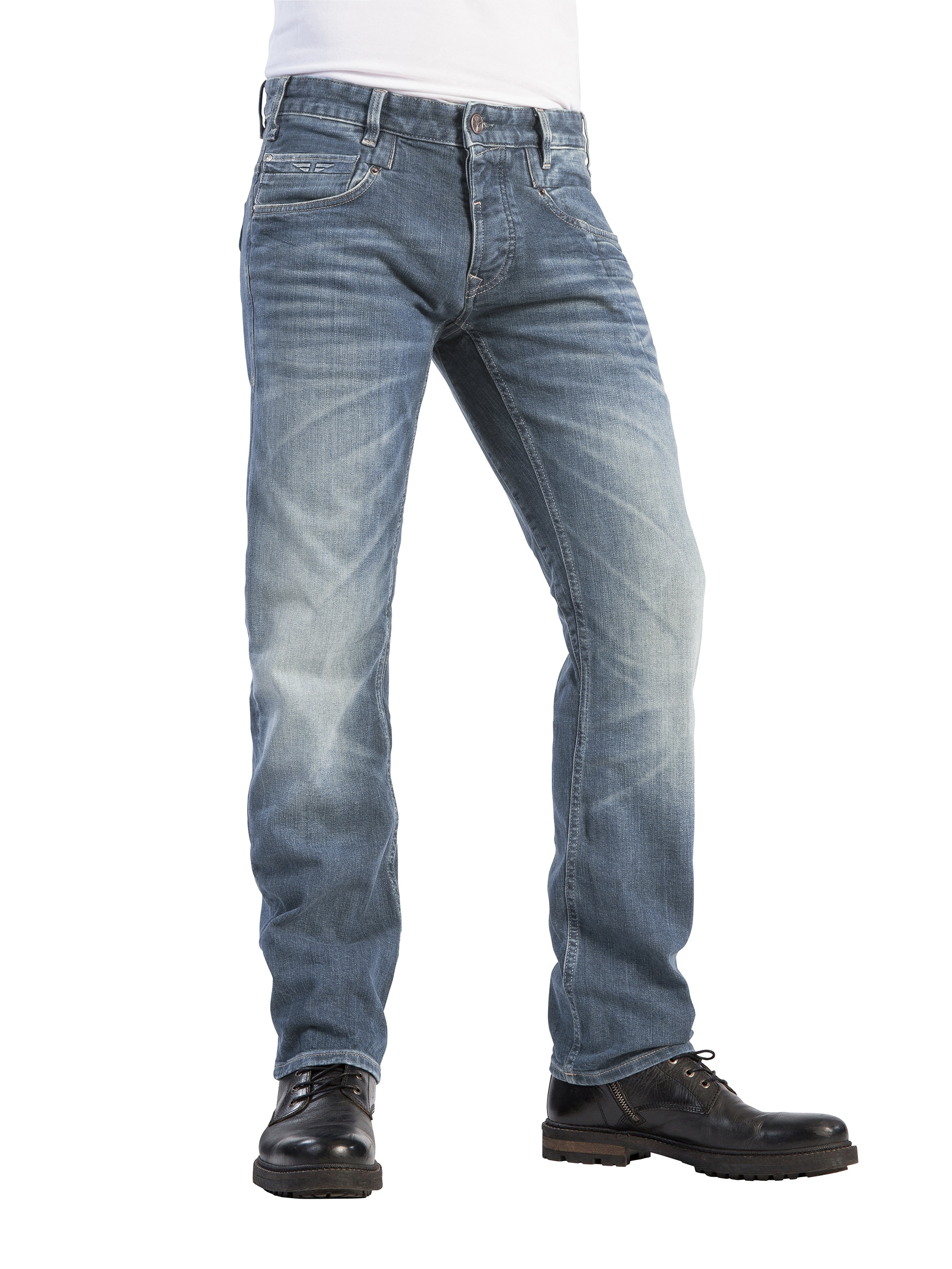 5-Pocket-Jeans HERO BY JOHN MEDOOX "Baxter Denim Relaxed Fit", Herren, Gr. 32, Länge 32, blau (blaugrau), Denim/Jeans, 96% Baumwolle, 2% Polyester, 2% Elasthan, straight fit lang, Jeans 5-Pocket-Jeans, Relaxed Fit Casual Clean Wash Denim Jeans für...