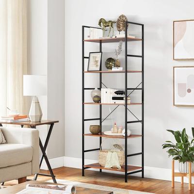 Industrial 62 in. Tall Metal 5-Shelf Bookcase Corner Storage Organizer Bookshelf for Home Office