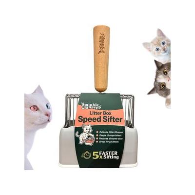 Sprinkle & Sweep Litter Box Speed Sifter for Low Dust with Base Dock Cat Litter Box Scoop, Grey