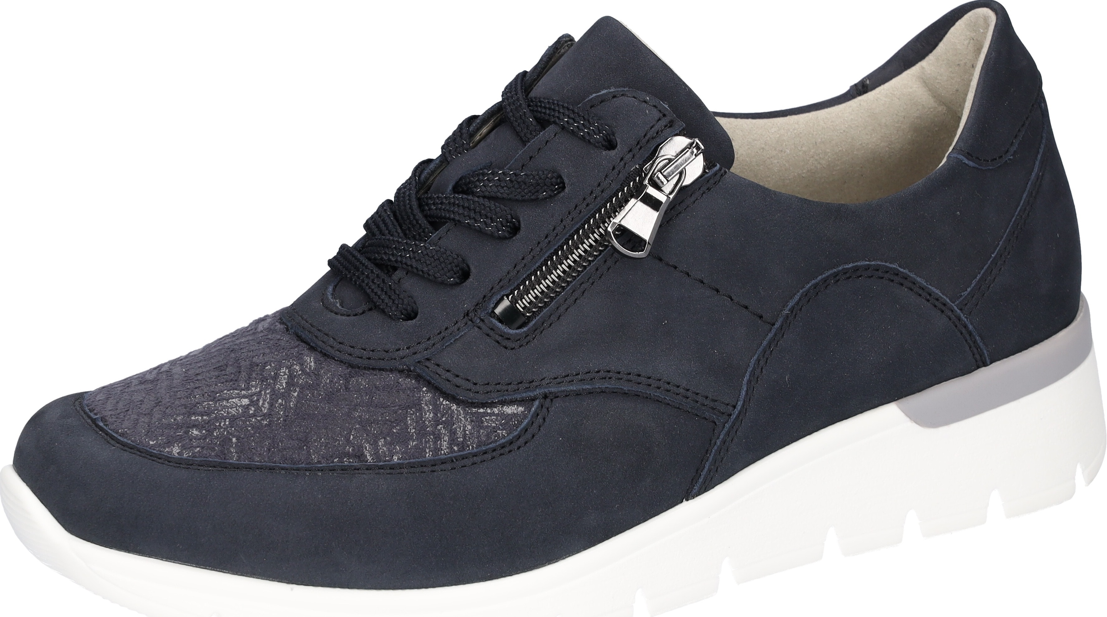 Schnürschuh WALDLÄUFER "K-RAMONA-Soft", Damen, Gr. 8 (42), blau (dunkelblau), Nubukleder, Textil, Schuhe Schnürschuh, Freizeitschuh, Halbschuh mit Orthotritt-Ausrüstung, K-Weite