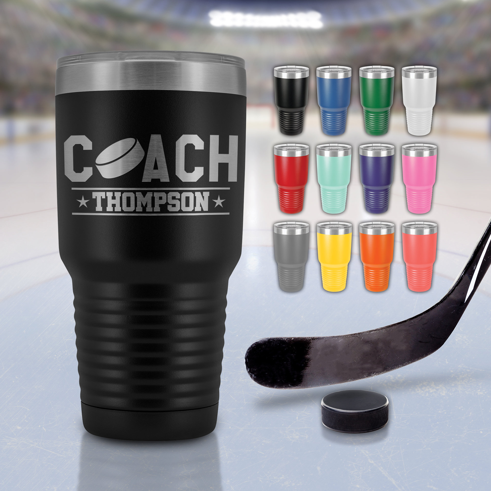 Tazza tumbler personalizzata per allenatore di hockey - Regalo personalizzato per allenatore di hockey per allenatore di hockey - Tazza da viaggio per