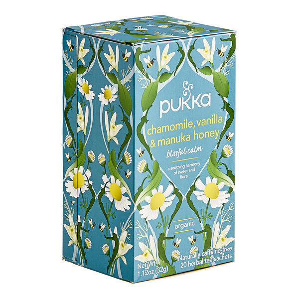 Pukka Organic Chamomile, Vanilla, and Manuka Honey Herbal Tea Bags - 80/Case