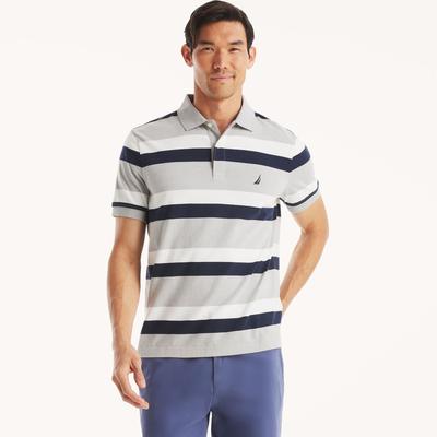 Nautica Men's Classic Fit Striped Polo Grey Heather, S
