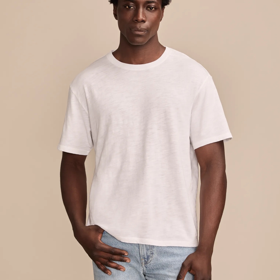 Lucky Brand Weekend Jersey Relaxed Crew Tee - Men's Clothing Tops Shirts Tee Graphic T Shirts in Bright White, Size L