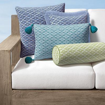 Olivia Mosaic Indoor/Outdoor Pillow - Gingko, 20" x 20" Square Gingko, 20" x 20" Square in Gingko with Gingko Piping - Frontgate
