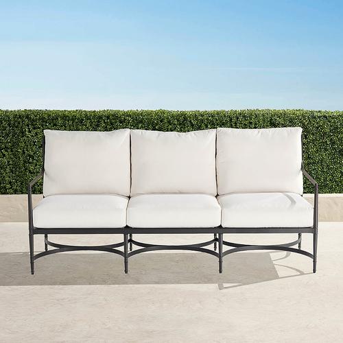 Angelina Sofa with Cushions in Jet Black Aluminum - Sunbrella Rain, Rain Melon - Frontgate