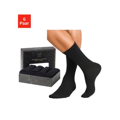 Businesssocken JOHN DEVIN, Herren, Gr. 39-42, schwarz (6x schwarz), Baumwollmischung, unifarben, elastisch, Socken, lange Form, wertig in Box verpackt Image
