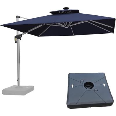 PURPLE LEAF 9/10/11 ft Square 09x12 ft Rectangle Double Top LED Patio Cantilever Umbrella with Base