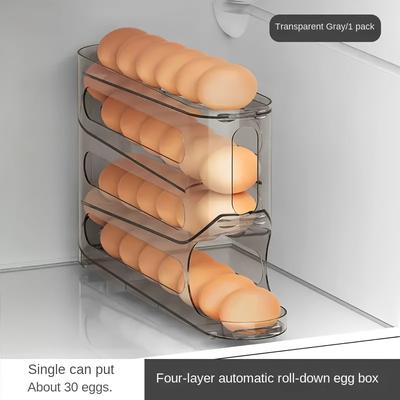 TEMU 4-tier Automatic Holder - Space-saving Refrigerator Side Door Organizer, Pp Material Image