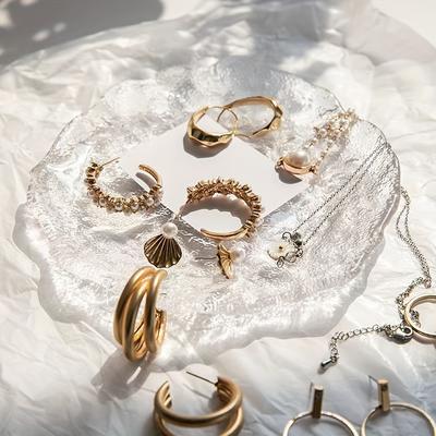 TEMU 1pc Unique Transparent Glass Jewelry Tray, Creative Transparent Irregular Display Plate, Suitable For Jewelry Key Storage/nail Display/photography Background, Etc Image