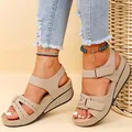 Chaussures d'été pour femmes, sandales à bout ouvert, chaussures de marche souples pour dames, chaussures à semelles compensées, sandales de fête pour femmes
