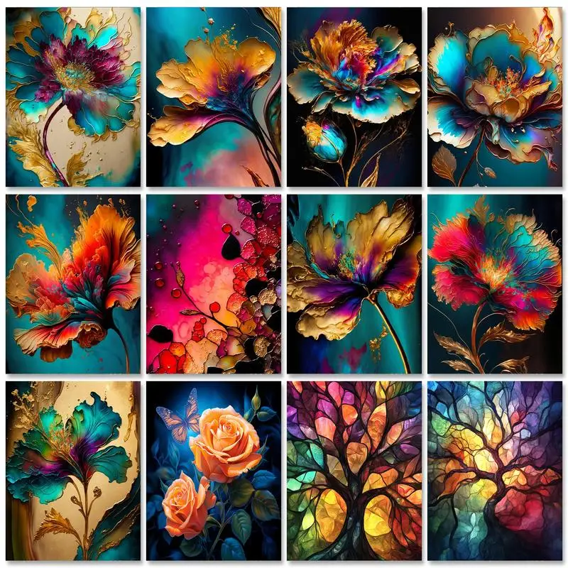 Gatyztoire – peinture acrylique par numéros pour adultes, artisanat couleur fleur, bricolage, coloriage par numéros, décoration de maison, dessin sur Canva
