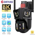 Telecamera WIFI da 16MP UHD Zoom ottico esterno 10X Tracciamento automatico 8K PTZ Telecamera di sicurezza impermeabile a quattro obiettivi e tre schermi CCTV